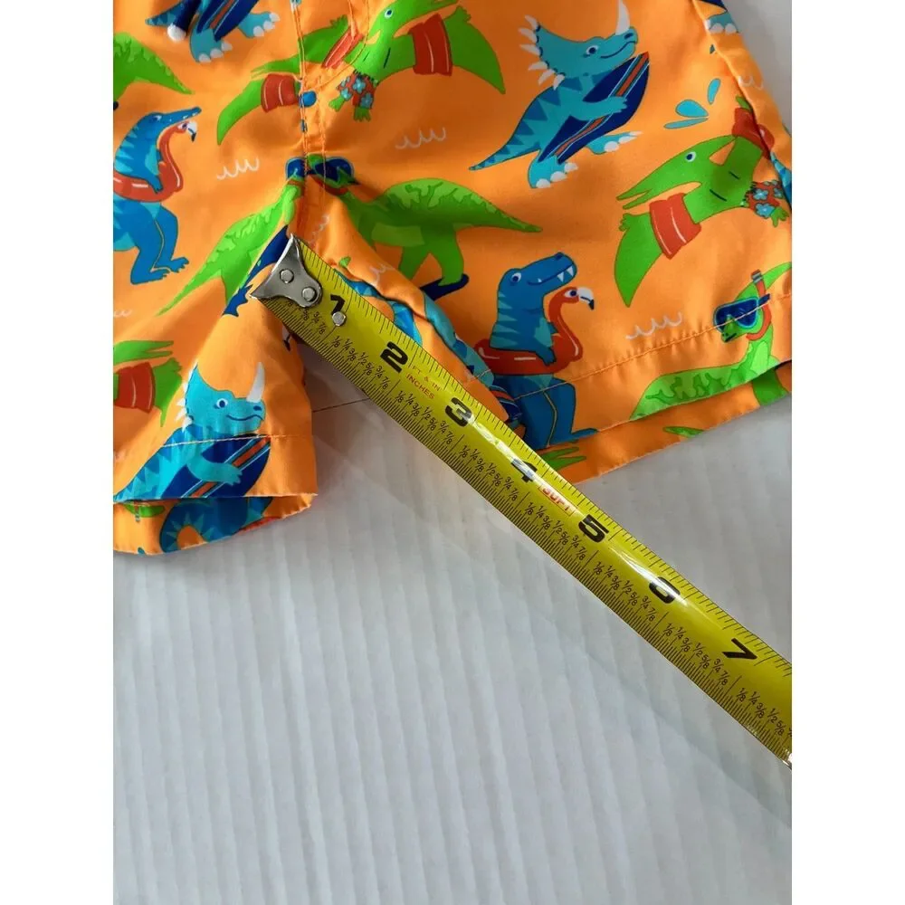 Gymboree Boys 5T Dinosaur Swim Trunks Orange Surfing Dino Board Shorts